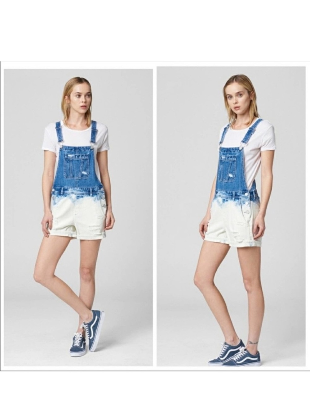 Blank NYC Two-Tone Denim Overalls Shorts
